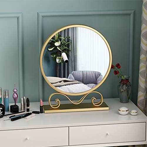 Голямо огледало за грим, Огледала за грим в метална рамка, Подова Тоалетен огледало, Модерно Огледало за Суета/огледало-Златно огледало за грим (Цвят: A размер: 40 см)