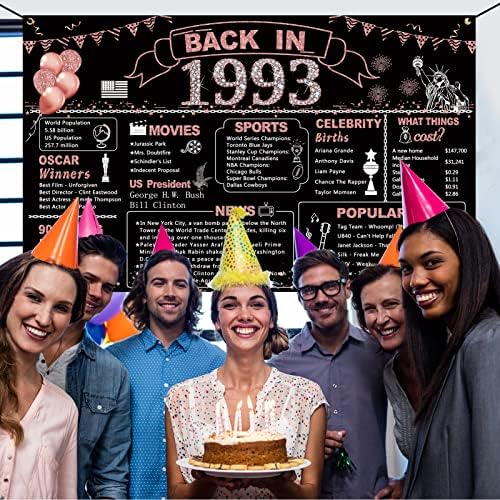 DARUNAXY Украса за парти в чест на 30-годишнината от Розово злато, през 1993 г., Банер за жените на 30 Години, Фон за Снимки на рожден Ден, Ретро на Фона на плакат 1993 г. за момич?