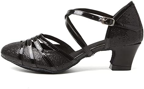 RUYBOZRY/ Дамски Обувки За Латино Танци, Блестящи Обувки за танци балната зала със затворени пръсти, модел CMJ512