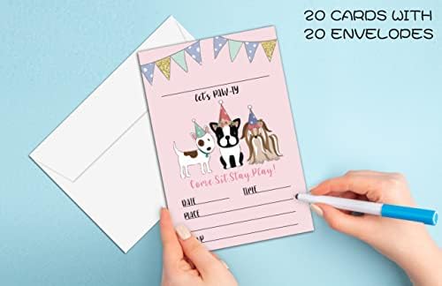 Покана за парти в чест на рождения ден на домашни любимци - Идеи покани На рожден Ден в кучешки теми За момичета, Момчета, деца и възрастни – 20 Използваеми покани кар