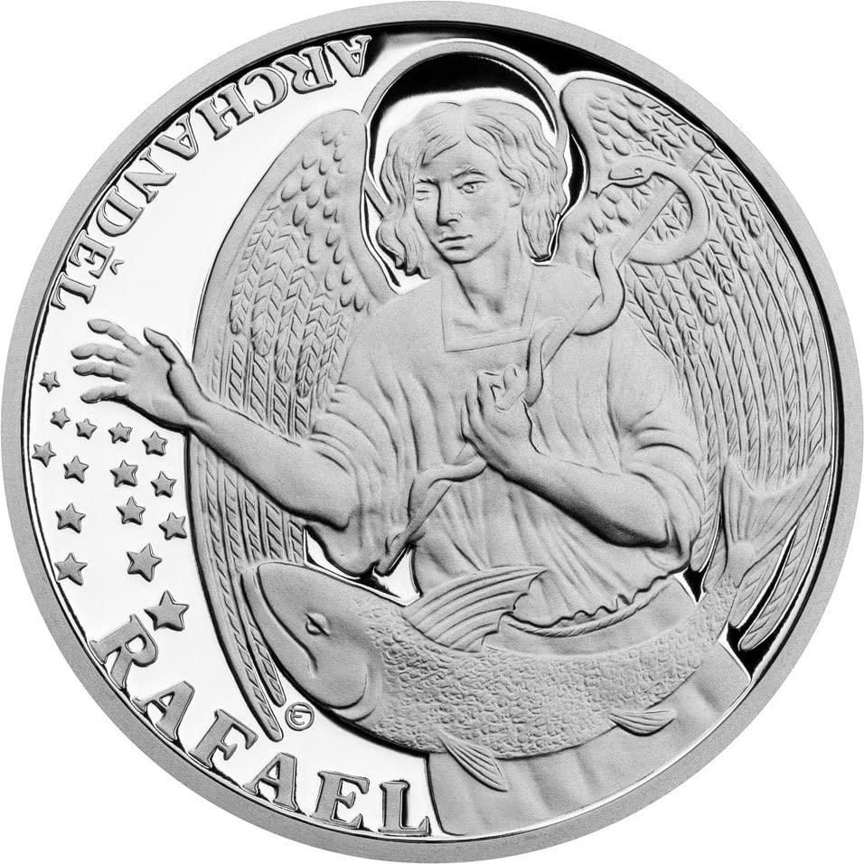 2022 DE Archangels PowerCoin Архангел Рафаел 2 Грама Сребърна монета 5 $ Ниуе 2022 Proof