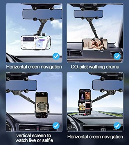 Micisty Огледало за обратно виждане Държач за мобилен телефон за Автомобил, стойка за телефон с възможност за завъртане