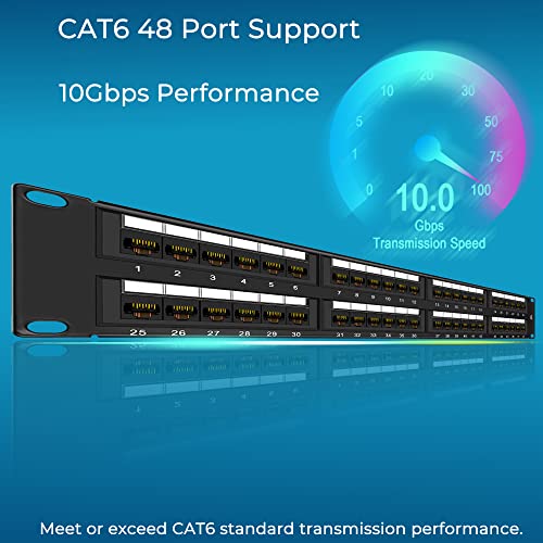 Преминаването на лентата с подкрепата на 48 пристанища Cat6 10G, Мрежова Премина панел Rapink UTP 19 Инча, Монтируемая