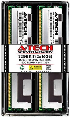 Комплект оперативна памет A-Tech обем 32 GB (2x16 GB) за HP ProLiant DL360P Gen8 - DDR3L 1066 Mhz PC3-8500 ECC, регистриран RDIMM 4Rx4 1.35 V - Сървър