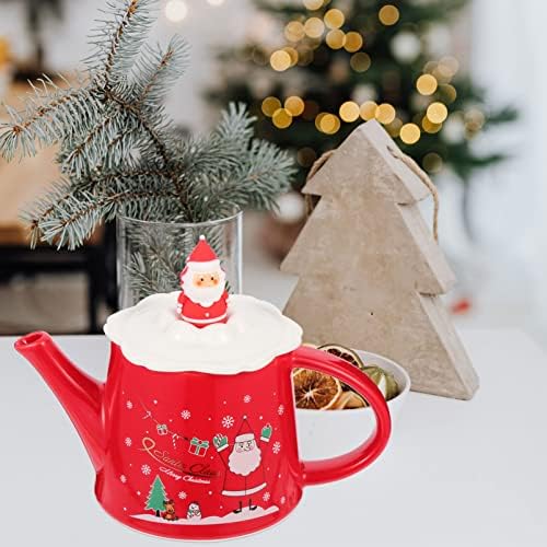 Стъклен чайник Zerodeko, 1 Коледен комплект от Чаено Саксията, Керамичен чайник, Коледна кана с Елени, Чаена Чаша, Порцелан Чай, Керамичен Комплект за приготвяне на чай с