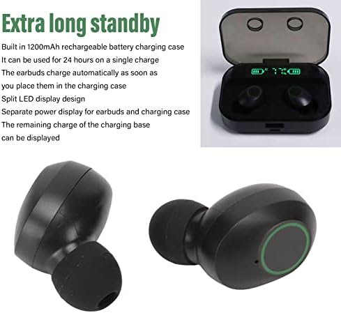Безжични слушалки Jectse, Слушалки 5.1, Слушалки, Зарядно калъф и 4 Берушами, Водоустойчив стерео слушалки IPX7 за спорт