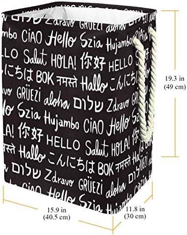 Кошница за дрехи Hello Word На различни езици Сгъваема Кошница за съхранение на бельо с Дръжки Подвижни Скоби Добре да