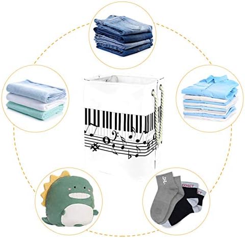 Кошница за дрехи MAPOLO Музикално Пиано Сгъваема Кошница за съхранение на бельо с Дръжки Подвижни Скоби Добре да се Запази