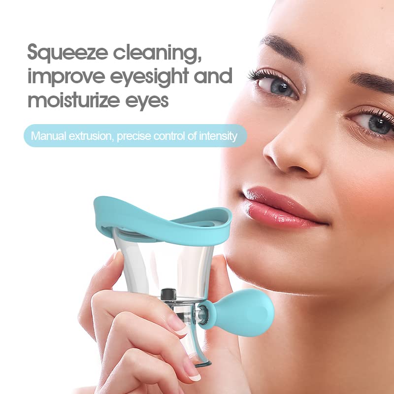 REAFOO Очите Измийте Cup– Силиконова чаша за ефективно почистване на очи, Прозрачна, с Контейнер за съхранение, с Чаша за почистване на очите ръчно въздух под налягане (