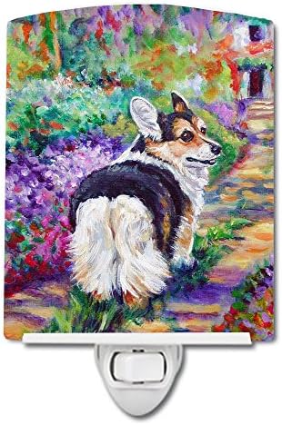 Керамични лека нощ Caroline's Treasures 7297CNL Corgi Garden Path, Компактен, сертифициран UL, идеални за спални, баня,