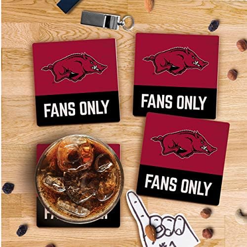 Само за феновете на Razorbacks с логото на NCAA Университета в Арканзас 4 x 4 Абсорбиращи керамични подложки Опаковка от 4