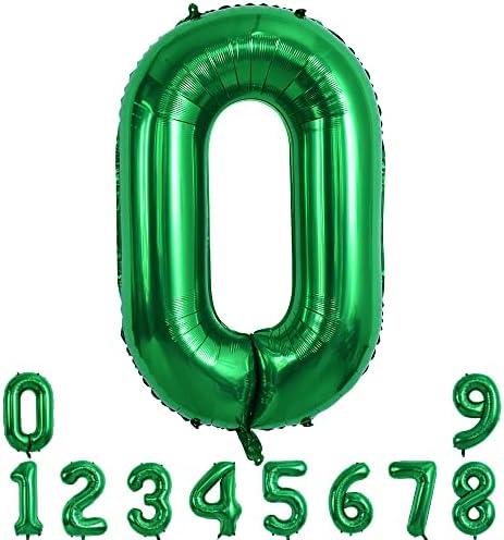 Луксозен 40-инчов Тъмно-Зелено Кълбо, с големи Цифри 0-9 (Нула-Девет), Фольгированный Майларовый Топка с големи Цифри