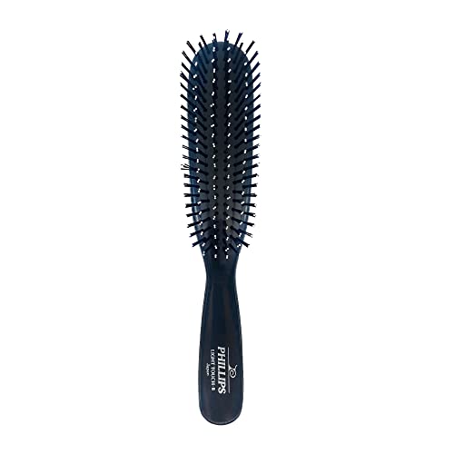 Четка за коса Phillips Brush Co Light Touch 8 - Двойна Найлонова Четина с мъниста, черна Четка за оформяне, професионално