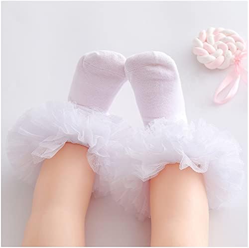 Yenzat Чорапи с волани За малки момичета, Дантелено Рокля-Пакетче С Волани За Деца, Чорапи-опаковки от 2-8 Години, 3 Чифта