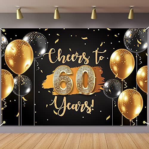 Поздрави 60-Годишен Фон Банер С 60-Годишнината на Фона на Бижута за Жени, Мъже, Я, Я, Юбилейна Снимки, Вечерни Аксесоари, Черно Злато