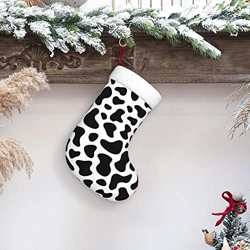 QG ZZX Коледни Чорапи с Бяла Супер Меки Плюшени Белезници с Принтом Крави, Коледни Чорапи, Коледни Украси, Отглеждане