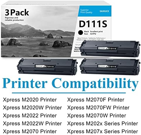 3 Опаковки MLT-D111S Черен Тонер касета - EAXIUE Съвместим MLT-D111S Подмяна на Тонер касета за Samsung Xpress M2020 M2020W M2022 M2022W M2070 M2070F M2070FW M2070W Принтер серия M202x M207x