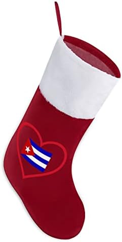 Аз Обичам Куба, Коледни Чорапи с Червени Сърца, Отглеждане, Коледна Елха, Украса, Дядо Коледа, Окачени Украса за Камината, Празник на 16,5