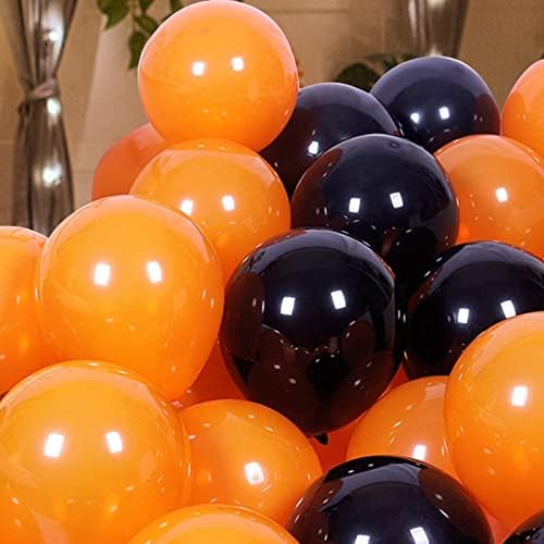 Черни и Оранжеви Балони Kelfara 60шт 12 инча Матиран Черен Оранжев Латексный Топка и Конфети Балон за Празнуване на Хелоуин,