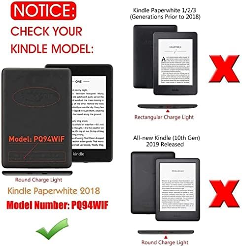 Калъф LucklyingBao подходящ за 6-инчов Kindle Paperwhite (10-то поколение, 2018 година на издаване) -Ultralight калъф премиум-клас с функция за автоматично включване/изключване за четене н