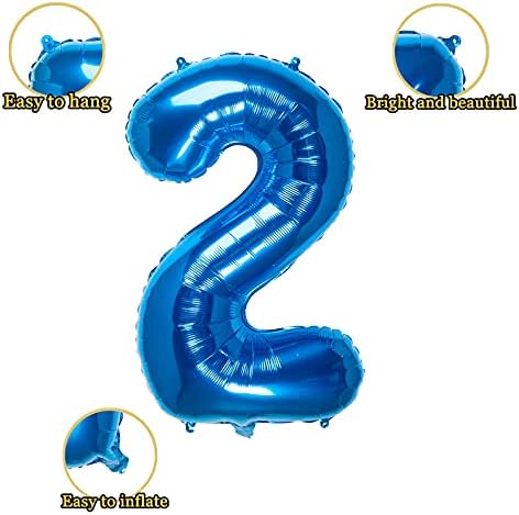 32-инчови сини балони с номер 2, фольгированный балон, цифрови аксесоари за украса на парти по случай рождения ден (син