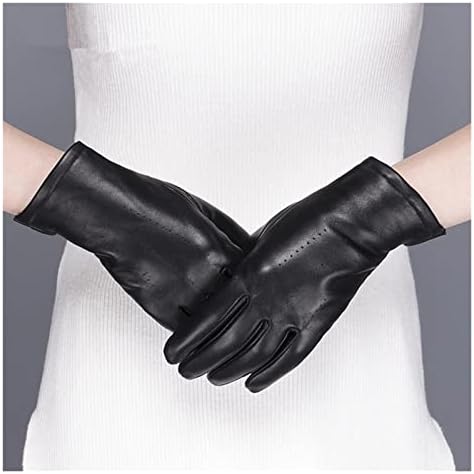 Дамски зимни Кожени ръкавици XBWEI със сензорен екран, облицовки за ръкавици Поддържа топлина и мекота (Код за цвят: D, размер: L)