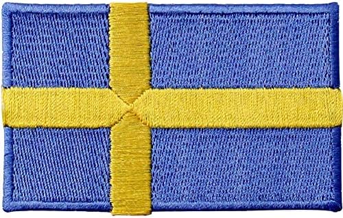 Нашивка с Флага на Швеция, на Бродирани Шведската Аппликацией, Пришитая Желязо Към Националния Гербу