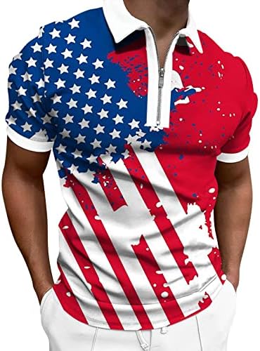 Мъжки Ризи Поло с Флага на сащ, Патриотическая Тениска на 4 юли, Лятна Ежедневни Свободна Тениска с Къси Ръкави, Реколта