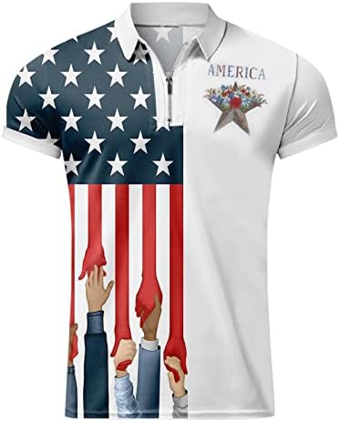 Polo ризи с Флага на САЩ за Мъже, Патриотични Фланелки на 4 юли, Летен Ежедневни Ризи с Къс Ръкав, Реколта Спортни Топка за Голф