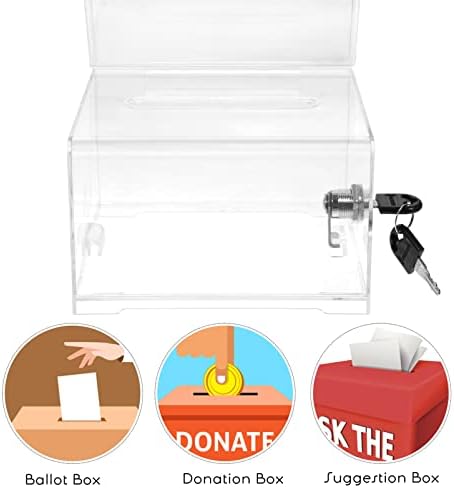 DOITOOL Box Кутия Контейнер Банка за Търговия Лотария Благотворителност за боклук резервоарите Акрилни Заключване за