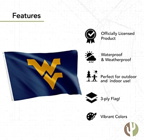 Знамена на Университета на Западна Вирджиния Двустранни Банери катерачи WVU от полиестер за помещения и на улицата, 3x5 (Двустранен флаг 1)