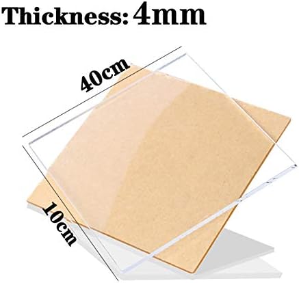 Прозрачен акрилен лист от Перспекса LEISHENT Дебелина на лентата 4 мм, Дължина 10 см, Ширина от 40 см до 60 см, 4 мм