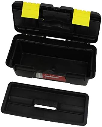 X-DREE Сиво-жълта пластмасова 2-слойный многофункционална кутия за инструменти 250 mm x 120 mm x 100 mm (Caja de herramientas