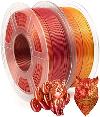 iSANGHU 2 опаковки Градиентной копринени нишки PLA за 3D-принтер, Конци PLA, като цвят, 1,75 mm +/-0,02 мм, Конец за 3D печат за повечето 3D принтери 1 кг /2,2 кг * 2 (червен /златен + червен
