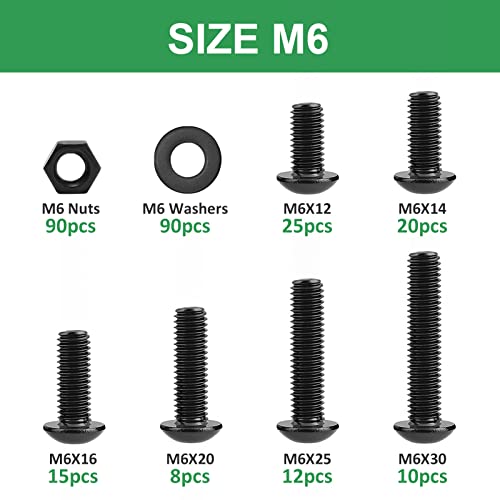 FOLIV 270ШТ Болтове M6 x 14/16/20/25/30 мм Болтове с Шестоъгълни глави, Болтове с Шестоъгълни глави, Болтове В Асортимент,