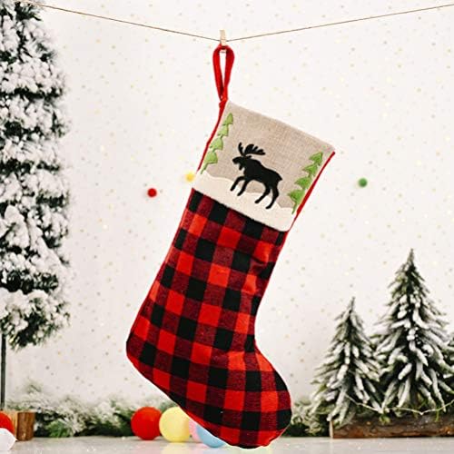 Украса за Коледните Чорапи Hemoton, Черни Latticework Класически Коледни Чорапи, Окачени Чорапи за Камината, Украса за