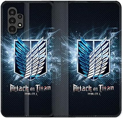 Кожен Калъф-портфейл за Samsung Galaxy A13 4G Manga Атака Титаните Черен