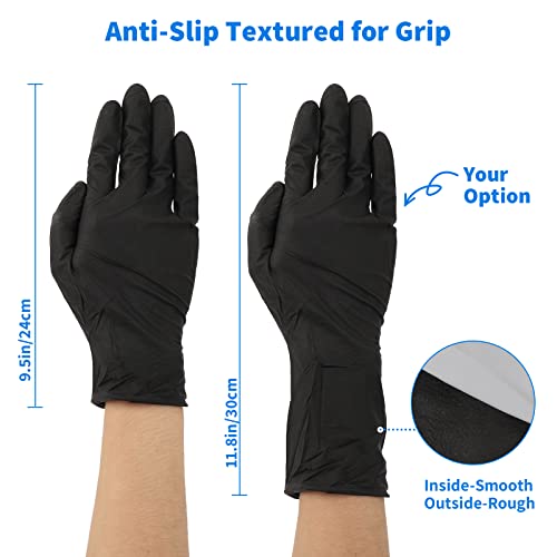 Segbeauty Черни Нелатексные ръкавици Големи, 12-Инчови Дебели ръкавици без прах продължително действие, 12 броя, за Многократна