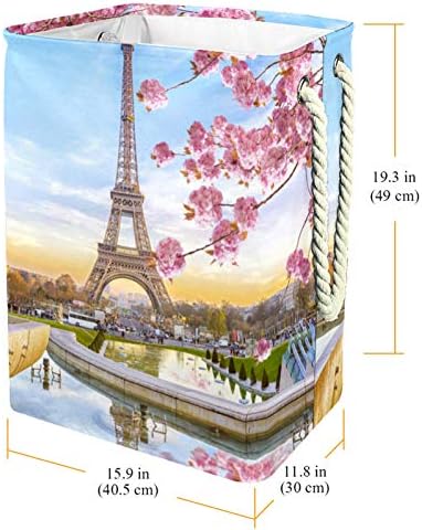 ДЕЙЯ Франция Париж-Айфеловата Кула Флорални Пейзажи Кошници за бельо Кошница Висока Здрава Сгъваема за Възрастни, Деца,