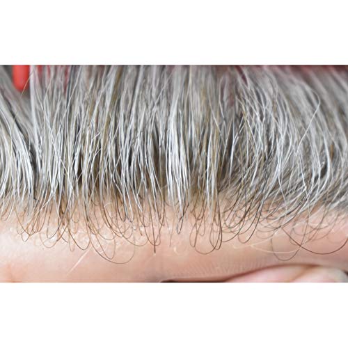 Мъжка перука от Сверхтонкой кожата 0,03 мм, Ультратонкая система коса от кожа За мъже, Коси, Черно, Кафяво, Светло Сиво Перука с V-образно деколте (8 x 10, лек-със средна пл