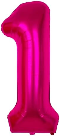 Гигантски 40-инчов Розов балон на Първия рожден ден | Светло Розово 1 балон на Първия Рожден Ден Номер 1 балони | Природа