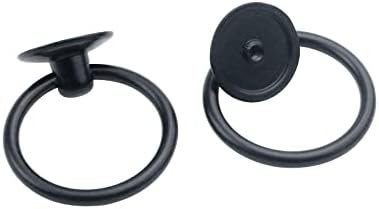 Дръжки за повдигащи дръжки с метален пръстен Antrader, използвани за врати чекмедже на шкафа -Черно, опаковка от 6 броя