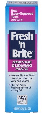 Комплект Паста За почистване на зъбни протези Fresh'n Brite С Футляром за Чаши За почистване на зъбни протези Dentu-Care С Кошница За Капак