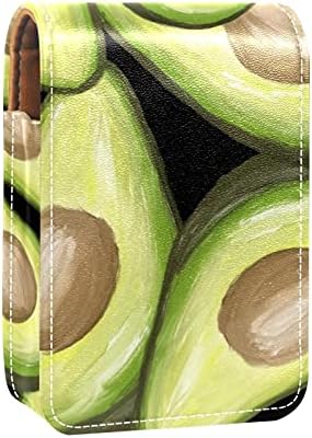 Авокадо Плодове В Зелен Цвят С Гланц За Устни Червило Притежателя Калъф За Преносим Грим Чанта За Пътуване Организатор Червило Калъф С Огледало, Мини Кутия За Съхр?