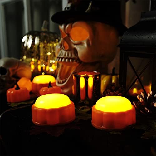 Homemory Ярки led светлини-Тиква за Хелоуин с дистанционно управление и таймери Светлини-Крикове, работещи на батерии за Хелоуин, Есенни декорации, Оранжево, За улицата,