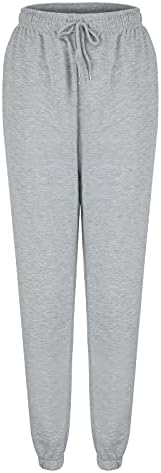 BEUU Дамски Памучни Спортни Панталони със Странични джобове, Еластичен маншет на съвсем малък, Зауженные Спортни Панталони
