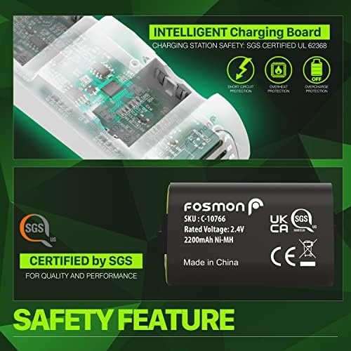 Зарядно устройство Fosmon Quad Pro 2 Max контролери за Xbox Series X / S, Xbox One, Xbox One X (4 акумулаторни блока с капацитет от 2200 mah, 4 батарейных блок и 4-крак кабел за зареждане USB-C) – бял