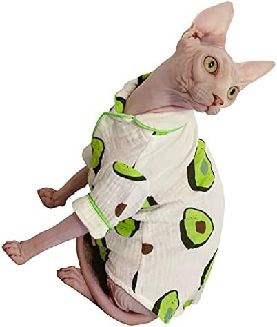 Тениска с Авокадо за Безволосых котки Bonaweite за Пролет-Лято-Есен, Дишащи Дрехи за котки с къси ръкави за Сфинксове,