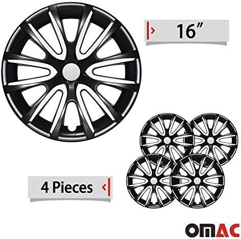 Джантите OMAC 16 инча за GMC Sierra Черно-бели 4 бр. Капака Джанти - Шапки ступиц - Подмяна на външната повърхност на автомобилни гуми
