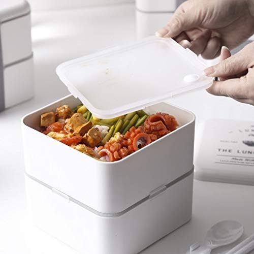 CUJUX White Insulated Lunch Box - Пластмасов Преносим Обяд-бокс за съхранение на продукти, лесен и модерен Дизайн